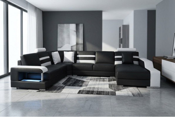 Ecksofa mat USB Polstersëtz Lieder Couch Sofacen Couchen Garnitur Wunnlandschaft