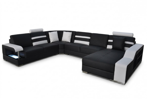 Ecksofa mat USB Polstersëtz Lieder Couch Sofacen Couchen Garnitur Wunnlandschaft