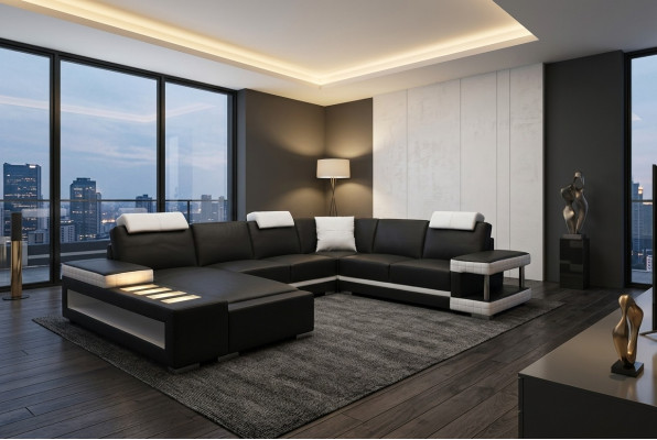 Designer Lieder Polster Ecksofa mat USB Polster Eck Landschaftsraum Grouss Lieder