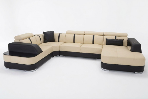 Wunnlanschaft Designer Sofa mat USB Grouss Polster Lieder Sofas Eck Sëtz Schwaarz