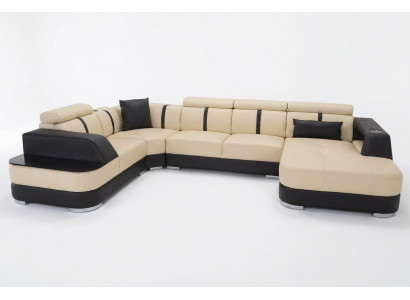 Wunnlanschaft Designer Sofa mat USB Grouss Polster Lieder Sofas Eck Sëtz Schwaarz