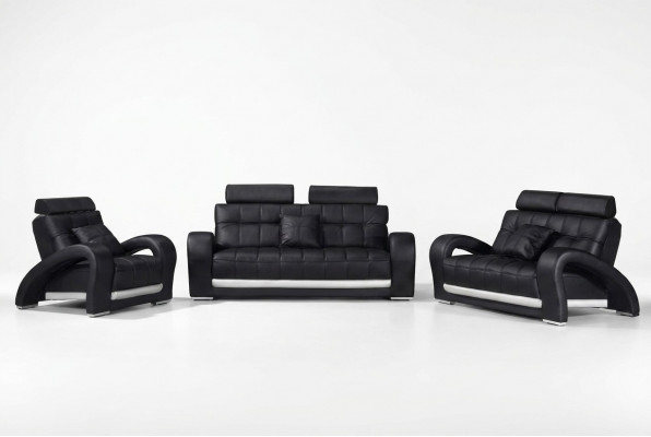 Ledersofa mat USB Wunnlandschaft 3+2+1 Sëtzer Garnitur Design Modern Sofa B2023