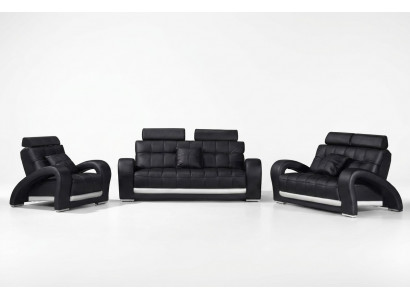 Ledersofa mat USB Wunnlandschaft 3+2+1 Sëtzer Garnitur Design Modern Sofa B2023