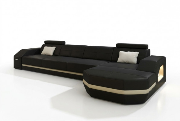 Ledercouch mat USB Wohnlandschaft Ecksofa Eck Garnitur Design Modern Sofa C4011C