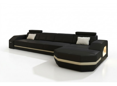 Ledercouch mat USB Wohnlandschaft Ecksofa Eck Garnitur Design Modern Sofa C4011C