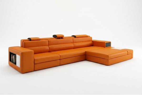Ledersofa mat USB Wunnlandschaft Ecksofa Eck Garnitur Design Modern Sofa B2006B