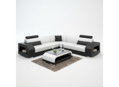 Ledersofa mat USB Wunnlandschaft Ecksofa Eck Garnitur Design Moderne Sofa G8001B