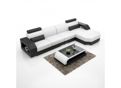 Ledercouch + USB Wunnlandschaft Eckcouch Eck Garnitur Design Canapé Sofa Nei G8001C