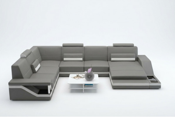 Lieder-Canapé + USB Wohnlandschaft Eckssofa Eck Garnitur Design Canapé Sofa Hamburg