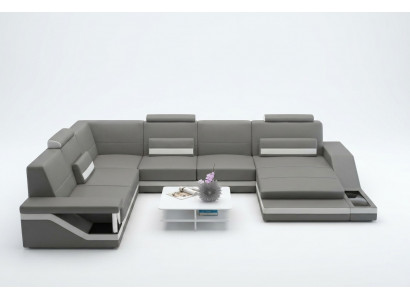 Lieder-Canapé + USB Wohnlandschaft Eckssofa Eck Garnitur Design Canapé Sofa Hamburg