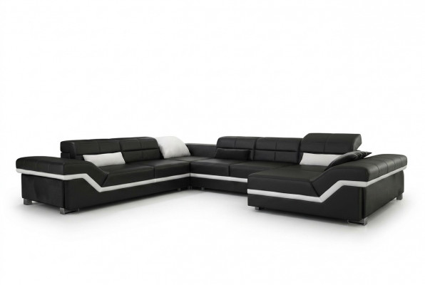 Ledercouch Sofa Wunnlandschaft Eckecksofa Eck Garnitur Design Modern Couch mat USB