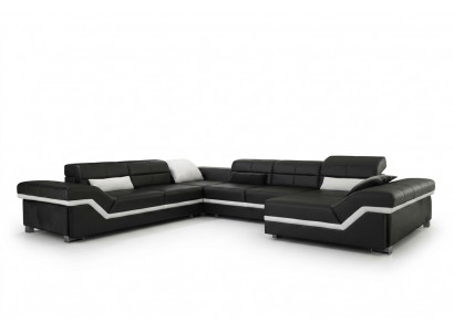 Ledercouch Sofa Wunnlandschaft Eckecksofa Eck Garnitur Design Modern Couch mat USB