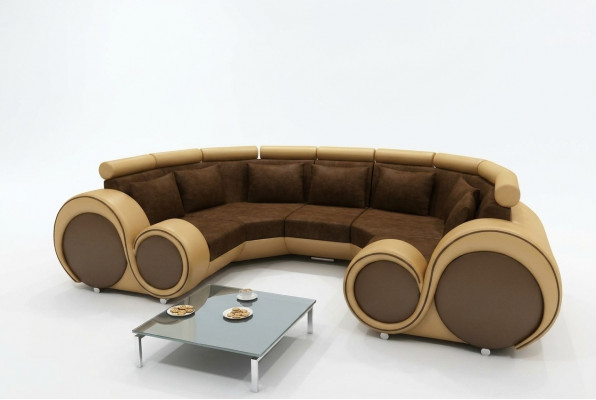 Wunnlandschaft Designer Sofa Textil Couch + USB Mikrofaser Polstersett XXL