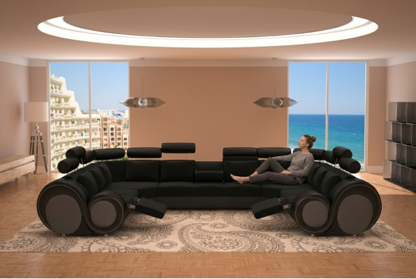 Design-Eckcouch Sofa mat USB Polster Sëtz Eck-Garnitur Sofas Lieder Textil L-Form