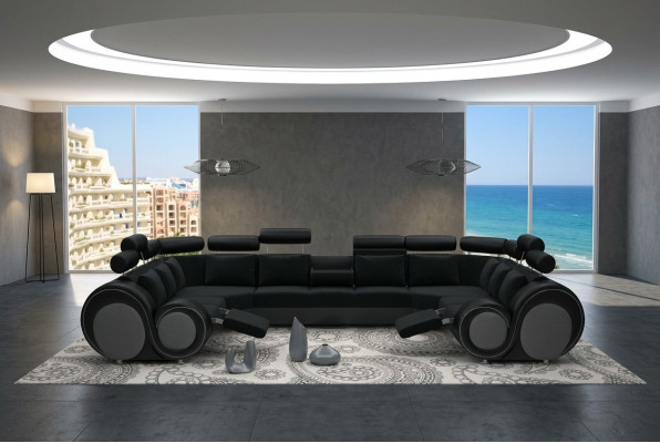 Design-Eckcouch Sofa mat USB Polster Sëtz Eck-Garnitur Sofas Lieder Textil L-Form