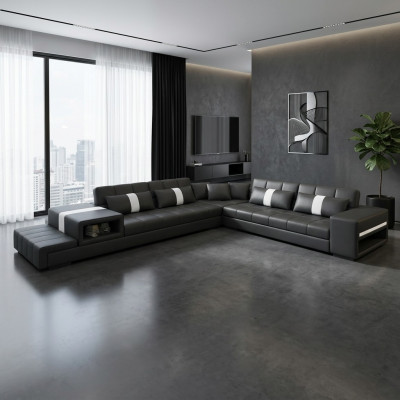 Stoff Canapé Stoffsofa Ecksofa USB, Canapé Wunnlandschaft XXL Stoff Sofa Canapéen