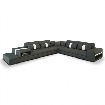 Stoff Canapé Stoffsofa Ecksofa USB, Canapé Wunnlandschaft XXL Stoff Sofa Canapéen