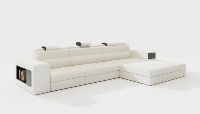 Designsfa Sofa mat USB Polster Ecksofa Garnitur Wunnlandschaft Ledersofa Canapé