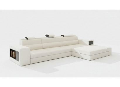 Designsfa Sofa mat USB Polster Ecksofa Garnitur Wunnlandschaft Ledersofa Canapé