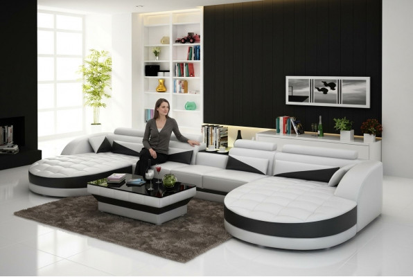 Modernen Design U-Form Ecksofa fir e stilvollt Wunnzëmmer