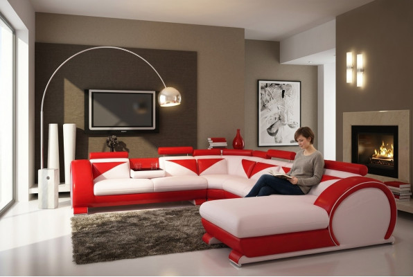 Luedersoofa mat USB Luedersoofa Grousst Sofa Ecksofa Lieder XXL Wunnlandschaft U Form