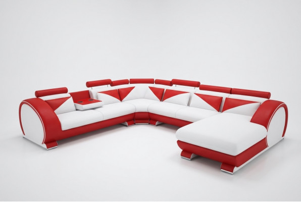 Luedersoofa mat USB Luedersoofa Grousst Sofa Ecksofa Lieder XXL Wunnlandschaft U Form
