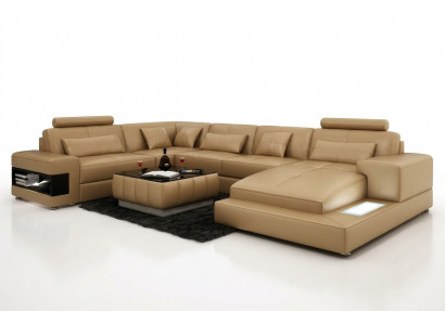 XXL Lieder-Sofa mat USB, Wunnlandschaft Eck-Sofa Design Sofa Garnitur Eckcouch Nei