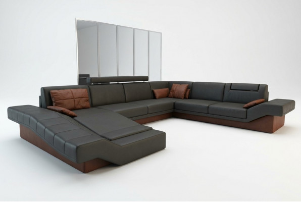 XXL Wunnlandschaft Design Polsters Garnitur Eckcanapé mat USB Grouss Canapé Nei Couch