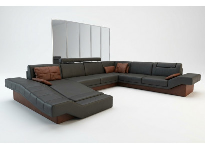 XXL Wunnlandschaft Design Polsters Garnitur Eckcanapé mat USB Grouss Canapé Nei Couch