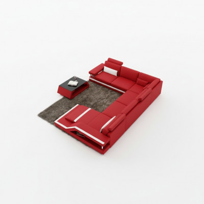 Wunnlandschaft Grouss Modern Liederwon + USB Patentéiert NEI Designer Sofa Eckssofa