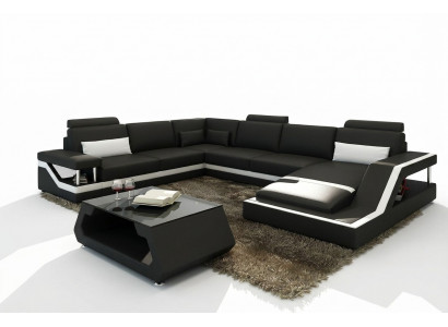 Designer Sofa Ecksofa Wunnlandschaft Grouss Modern Ledersofa +USB Patentéiert NEI