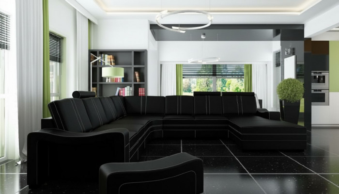 XXL Liederdivan mat USB Liederkanapé Wohnlandschaft Eckcanapé Nei Garnitur Divan Lieder