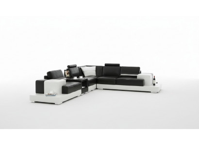 Ledercanapé Eckcanapé Canapé mat USB Design Sëtz Këssen Garnitur Wunnlandschaft 2725C