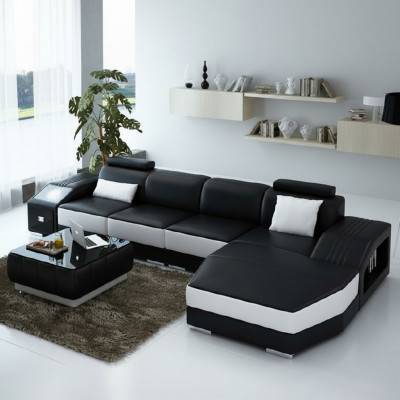 Wunnlandschaft Polstersécker Eck Sofa mat USB Garnitur Landschaft Lieder Nei 2724B