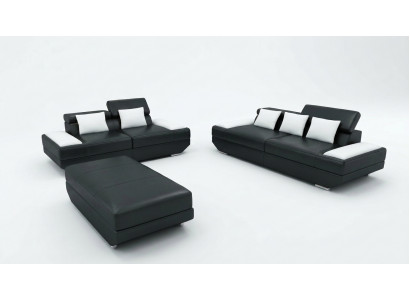 Sofasett Leder Sofagarnitur 3+2 mat USB Polster Sofa Set Garnitur Hocker Sofas -2719A
