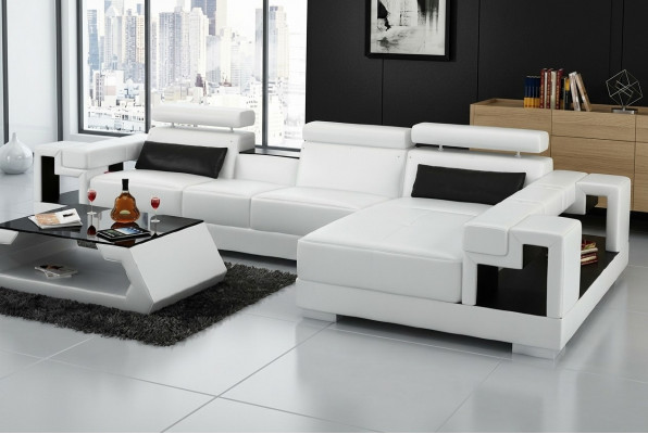 Wunnlandschaft Ecksofa Ledersofa Sofa + USB Polster Sëtz Eck Garnitur Nei 2710B