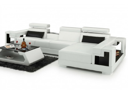Wunnlandschaft Ecksofa Ledersofa Sofa + USB Polster Sëtz Eck Garnitur Nei 2710B