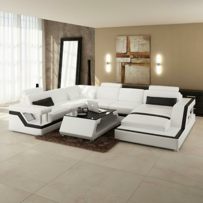 Designer Sofa, Ecksofa, Wunnlandschaft, Grouss Modern Lieder-Sofa + USB, Patentéiert NEI