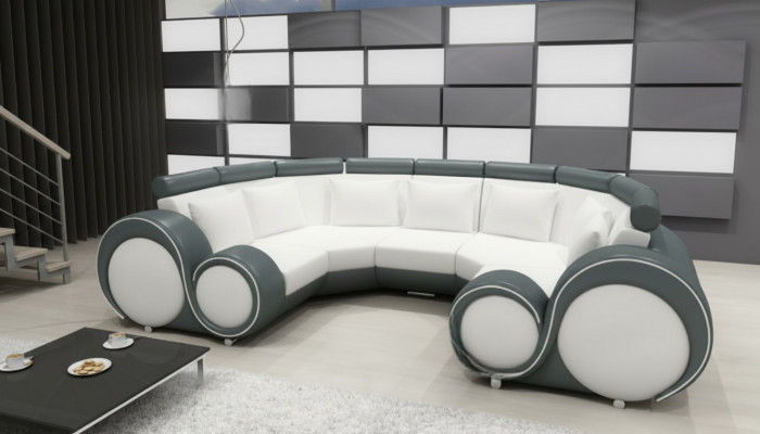 XXL Wunnlandschaft Lieder Sofa mat USB Design Polster Garnitur Canapé Ecksofa Grouss
