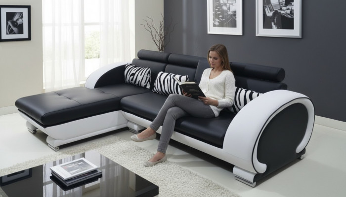 Ecksofa Lieder + USB Eck Garnitur Wunnecke Landschaft L-Form Polster Nei Design