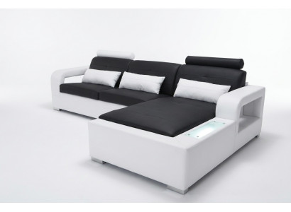 Ledercanapé mat USB Wunnlandschaft Eck Garnitur Design Modern Canapé L-Form L6008