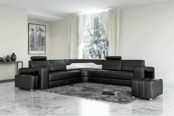 Liederdivan mat USB Eckdivan Eckcouch Designer Wunnlandschaft L Form Sofa PISA