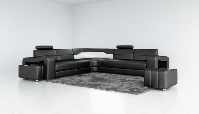 Liederdivan mat USB Eckdivan Eckcouch Designer Wunnlandschaft L Form Sofa PISA