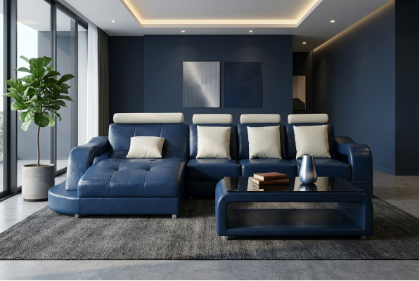 Ledersofa mat USB Wunnlandschaftecke Garnitur Design Modern Sofa L-Form L6015