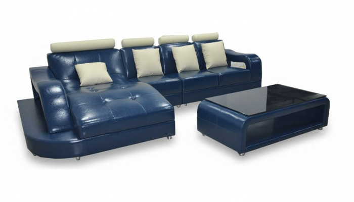 Ledersofa mat USB Wunnlandschaftecke Garnitur Design Modern Sofa L-Form L6015