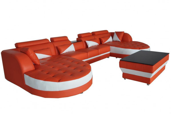 Modern Lieder Sofa Eckcouch Polster Wunnzëmmer Ecksofa U Form Wunnlandschaf USB