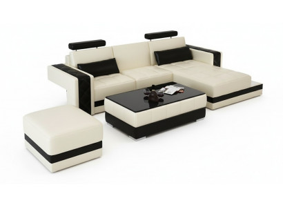 Ledercouch mat USB Wunnlandschaft Ecksofa Eck Garnitur Design Moderne Sofa L6010D