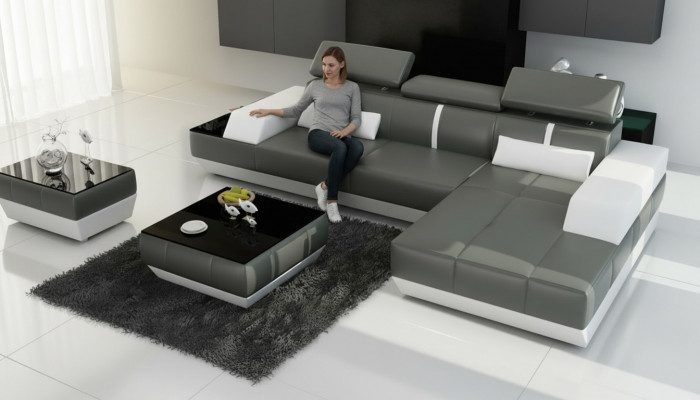 Liederdiva Sofa mat USB, Wunnlandschaft Ecksofa Garnitur Design Modern Sofa K5015C