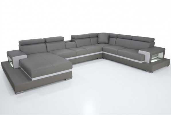 Modern Sofa Polster Wunnlandschaft Wunnzëmmer Polster Eck Couch USB + Luucht
