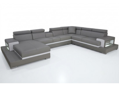 Modern Sofa Polster Wunnlandschaft Wunnzëmmer Polster Eck Couch USB + Luucht